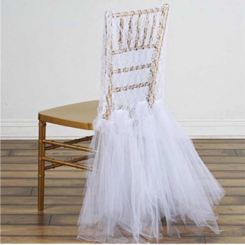 Bridal shower/bachelorette tulle and lace chair decoration